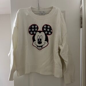 Disney Women's White Sweater with Mickey Mouse Star Design